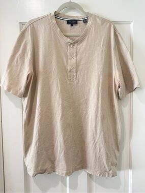 Ted Baker London men’s tan Henley nude tee shirt short sleeve